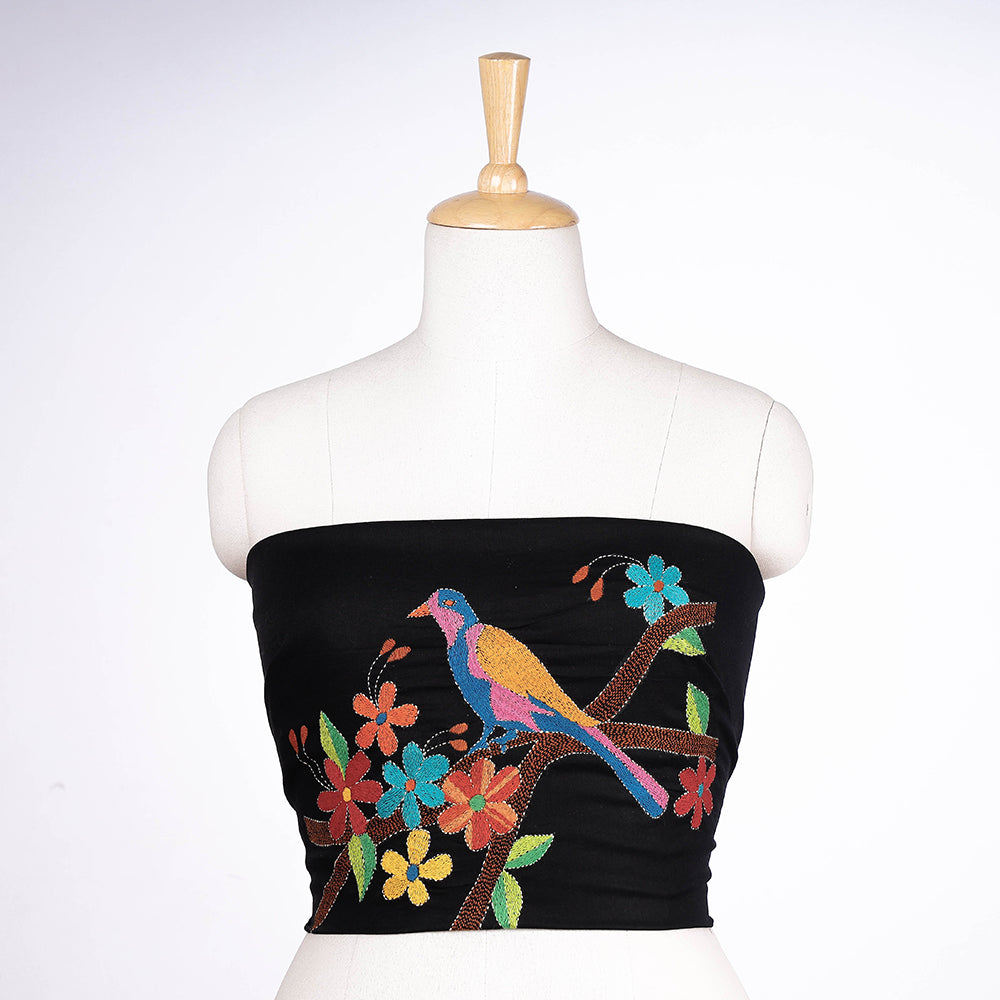 Bengal Kantha Embroidered Pure Cotton Blouse Piece