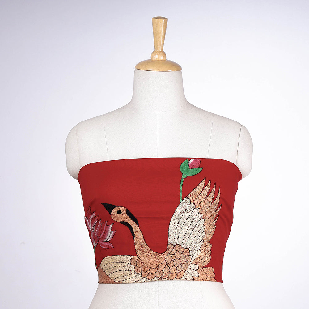 Bengal Kantha Embroidered Pure Cotton Blouse Piece