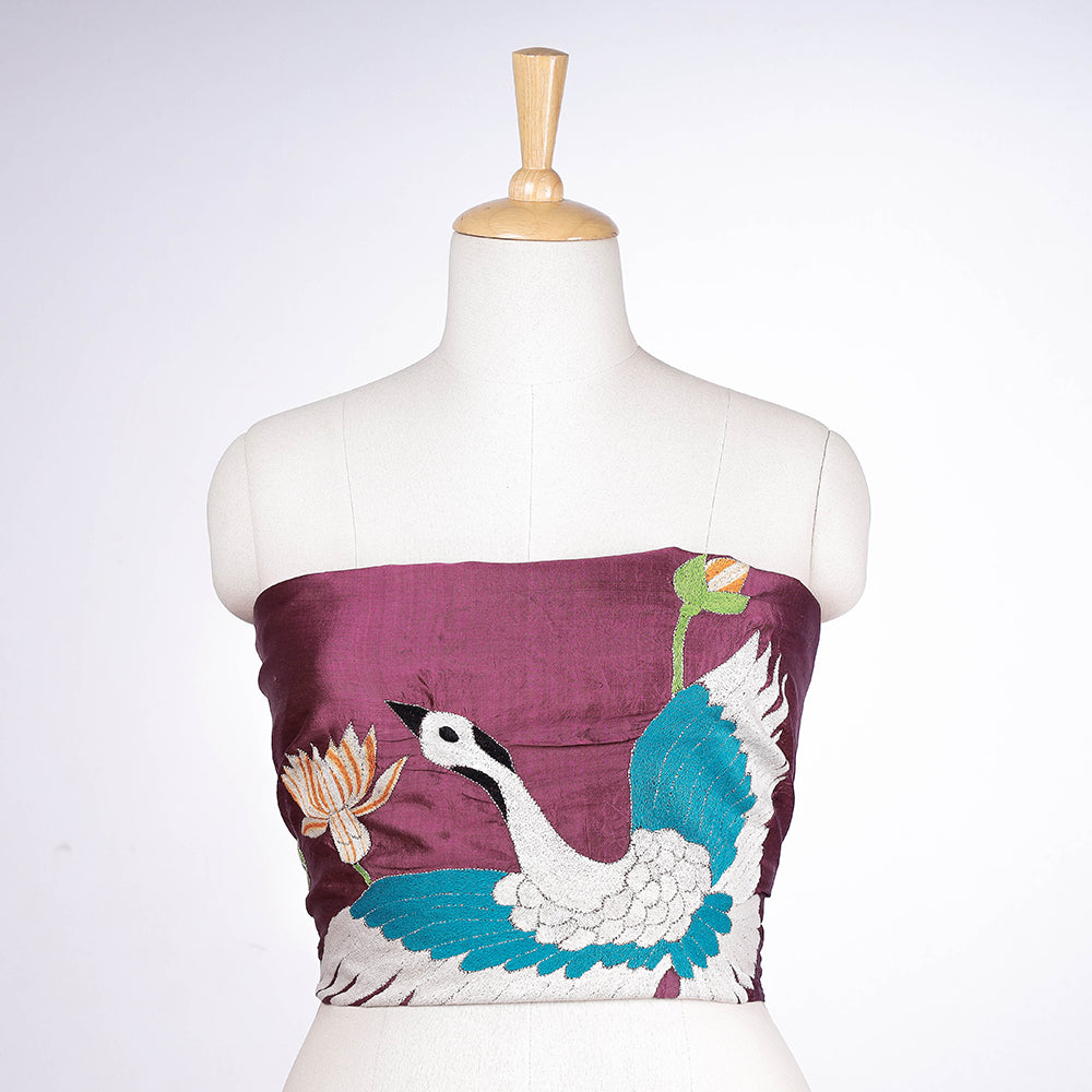Bengal Kantha Embroidered Handloom Katan Silk Blouse Piece