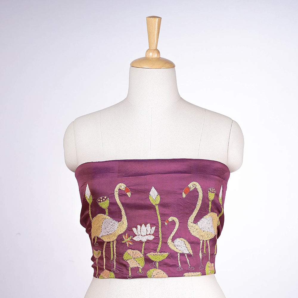Bengal Kantha Embroidered Handloom Katan Silk Blouse Piece