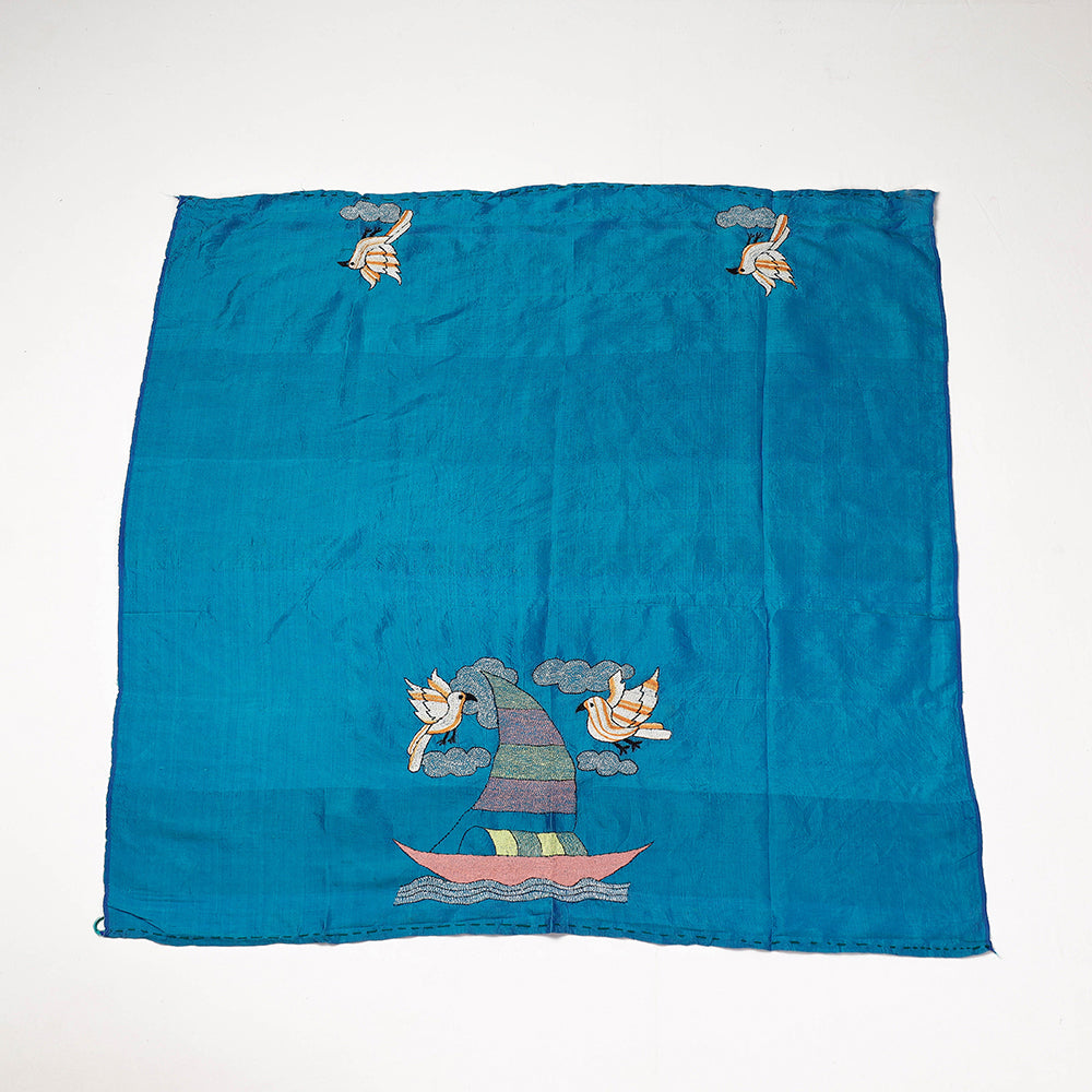 Bengal Kantha Embroidered Handloom Katan Silk Blouse Piece