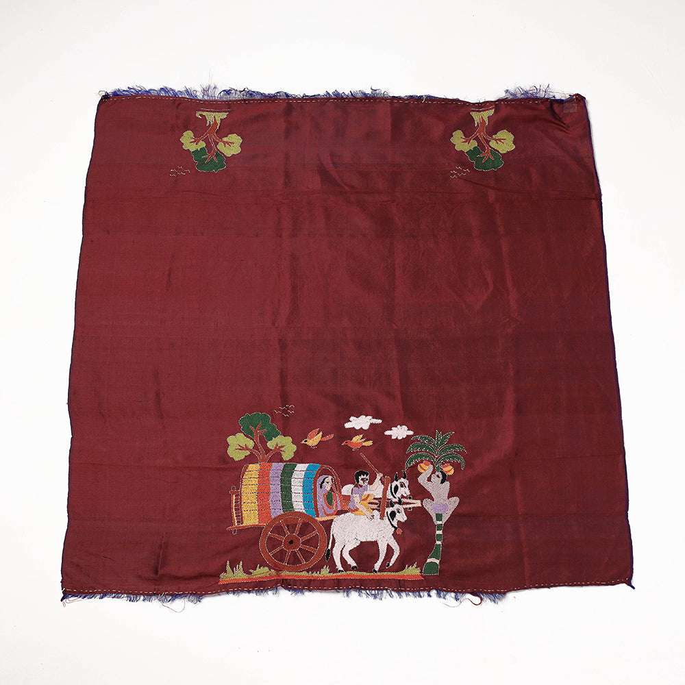 Bengal Kantha Embroidered Handloom Katan Silk Blouse Piece