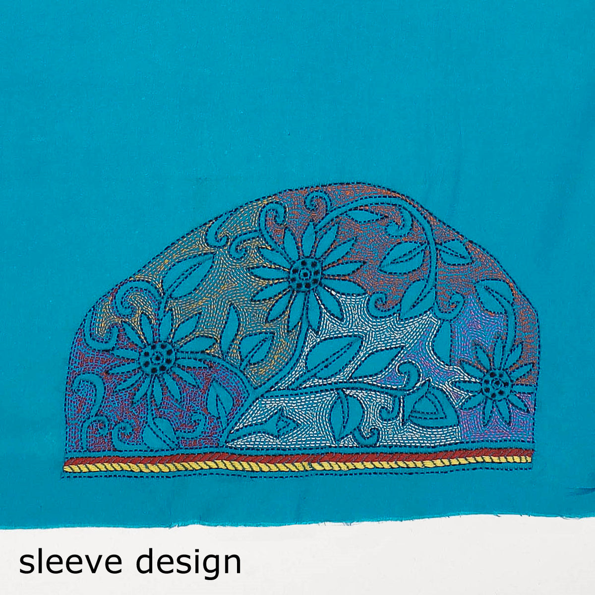 Bengal Kantha Embroidered Pure Cotton Blouse Piece