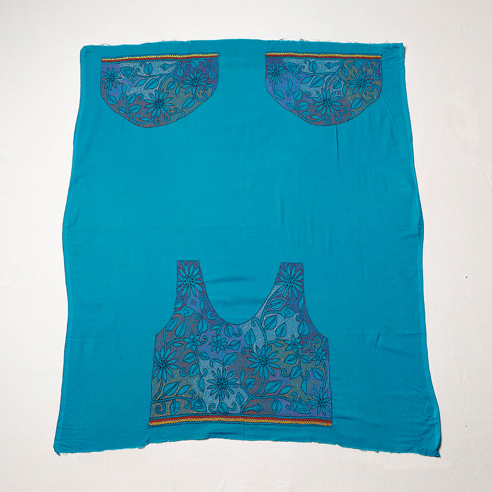 Bengal Kantha Embroidered Pure Cotton Blouse Piece