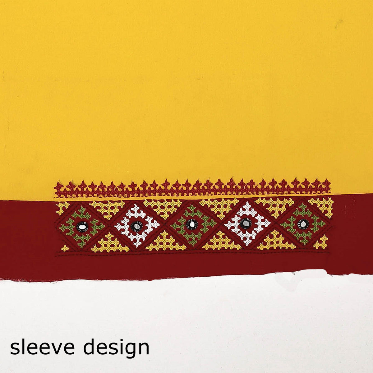 Bengal Kantha Embroidered Kutch Design Pure Cotton Blouse Piece