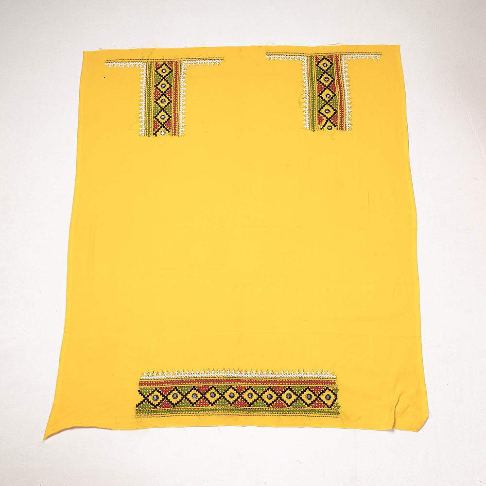 Bengal Kantha Embroidered Kutch Design Pure Cotton Blouse Piece