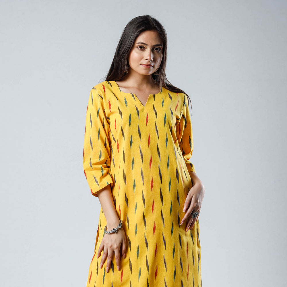 Buy Shree Mahila Shakti Group Pochampally Ikkat Cotton Long Kurtis for  Women with Free Mask Pink  BlueL at Amazonin