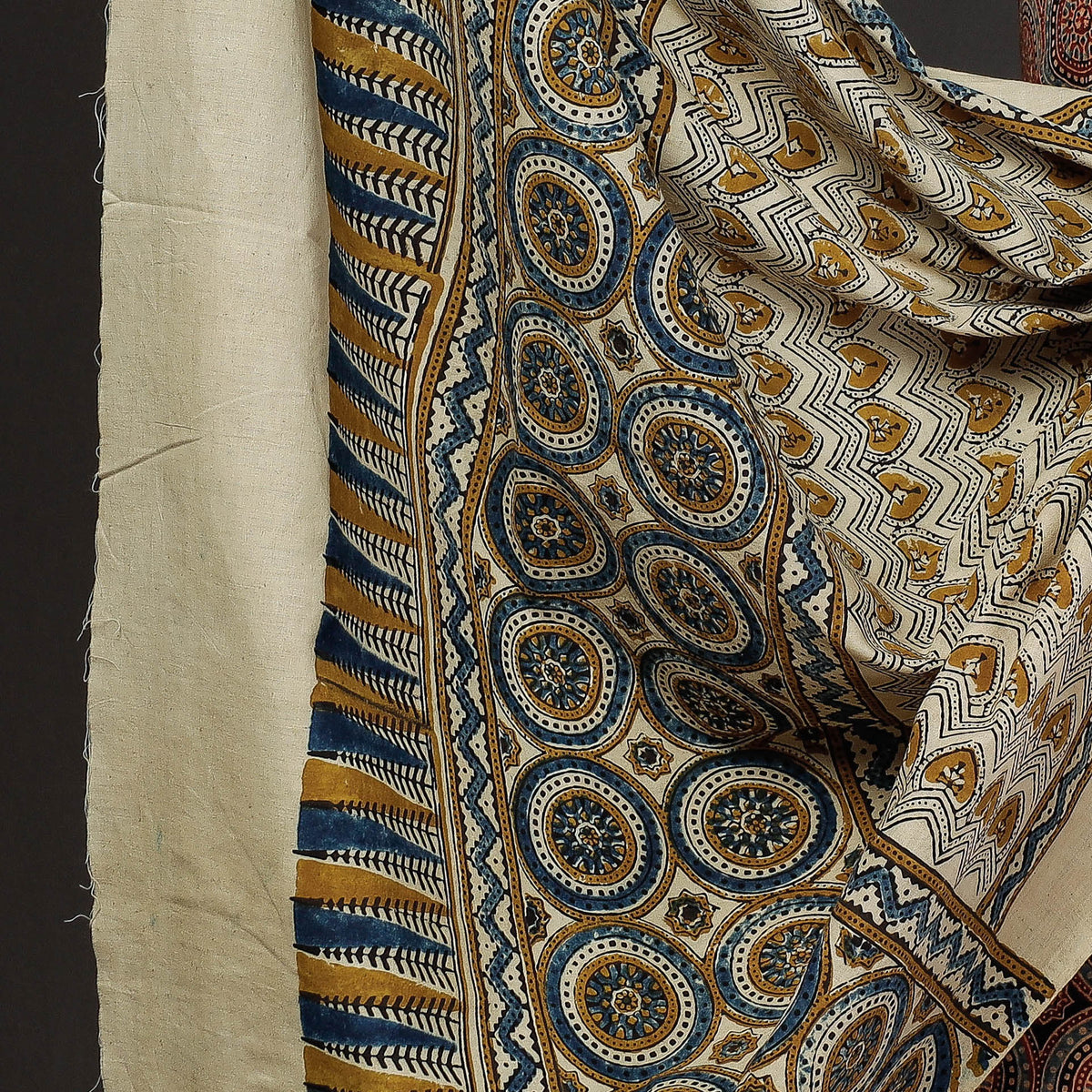 3pc Ajrakh Block Printed Cotton Suit Material Set