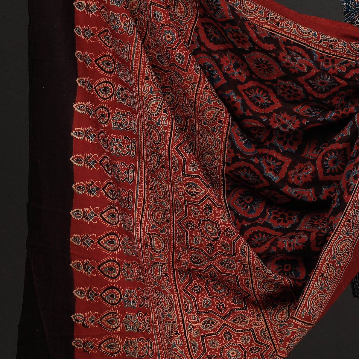 3pc Ajrakh Block Printed Cotton Suit Material Set