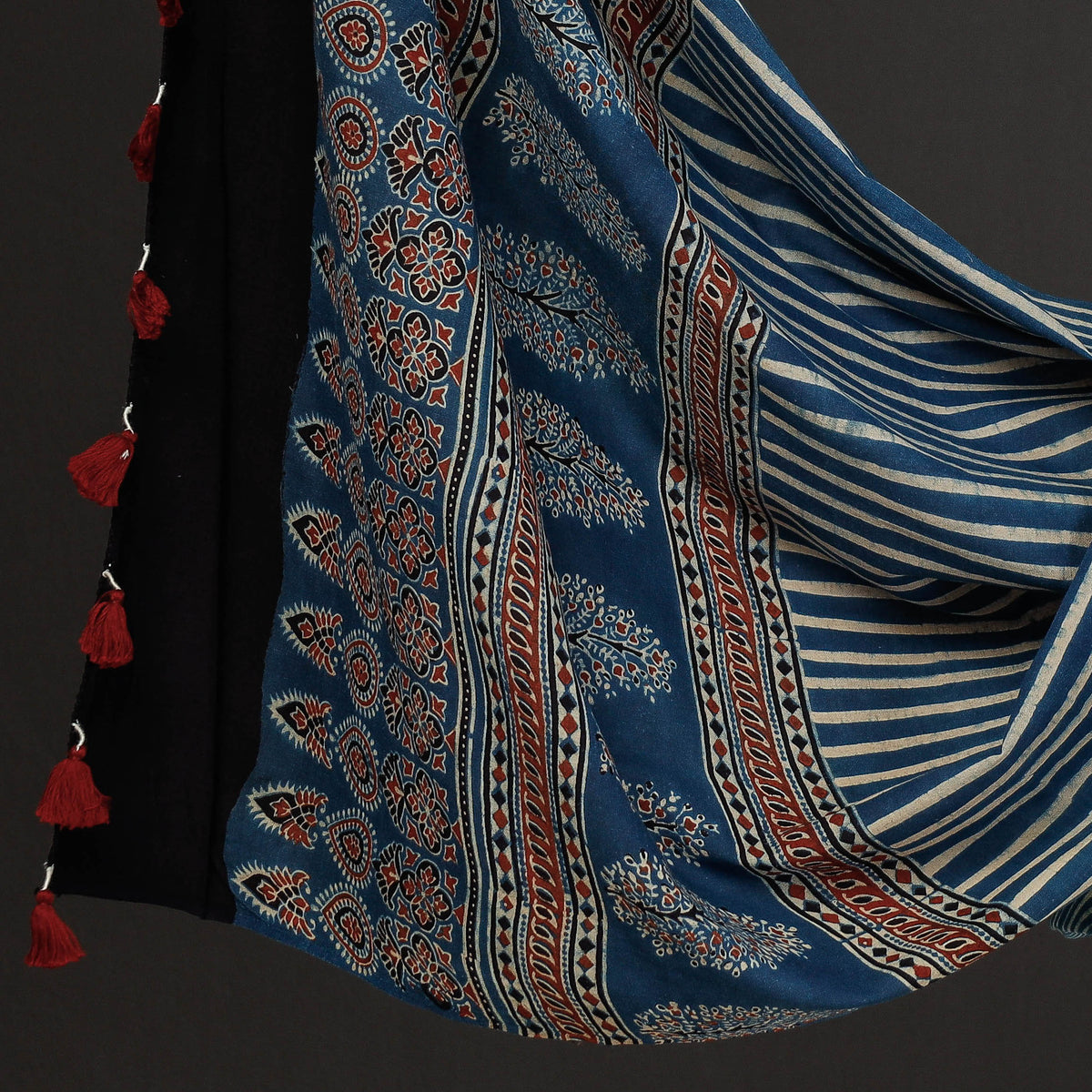 3pc Ajrakh Block Printed Cotton Suit Material Set