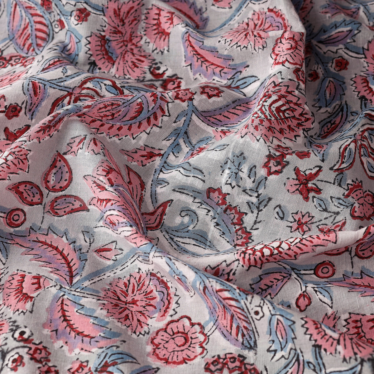 Brown - Sanganeri Block Print Pure Cotton Fabric 11 main image 0