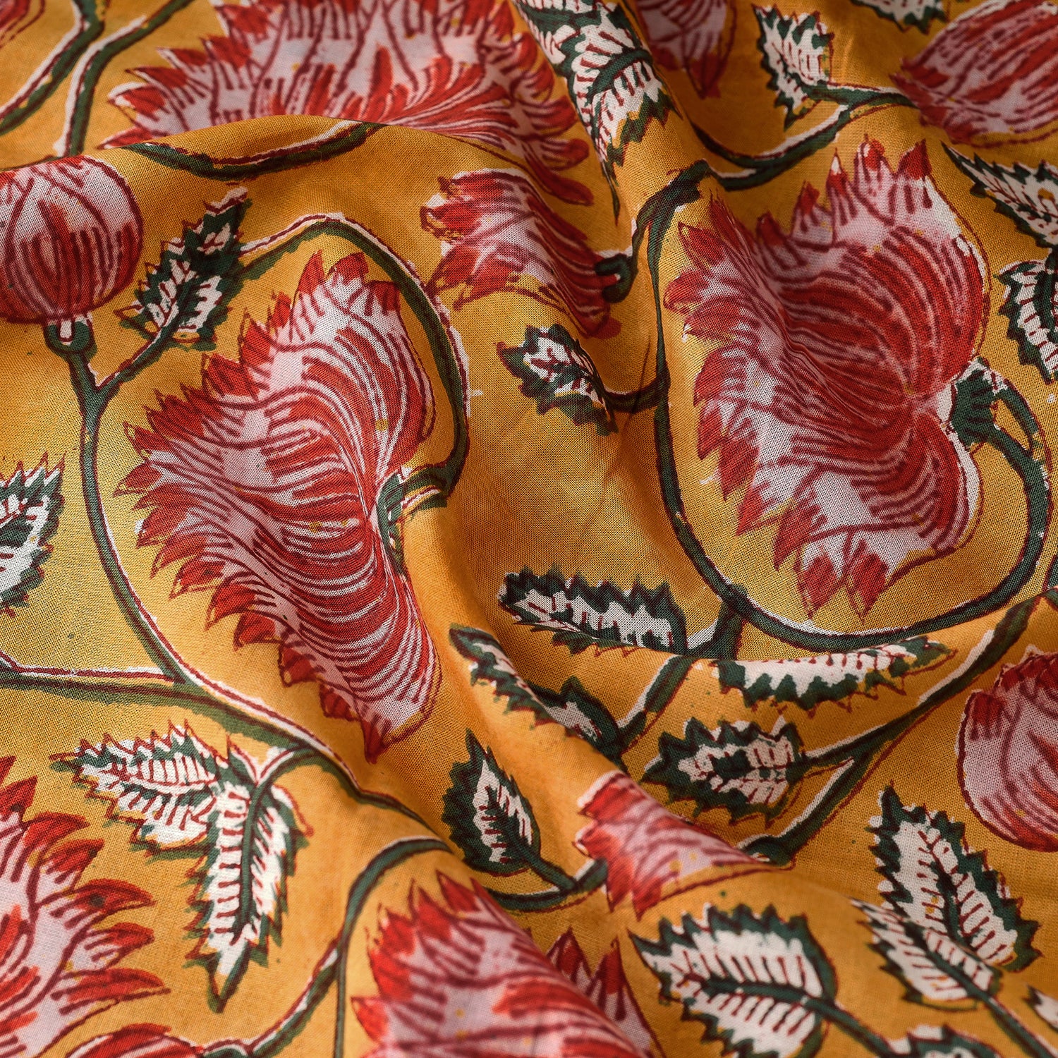 Buy Sanganeri Hand Block Printing Cotton Fabric Online l