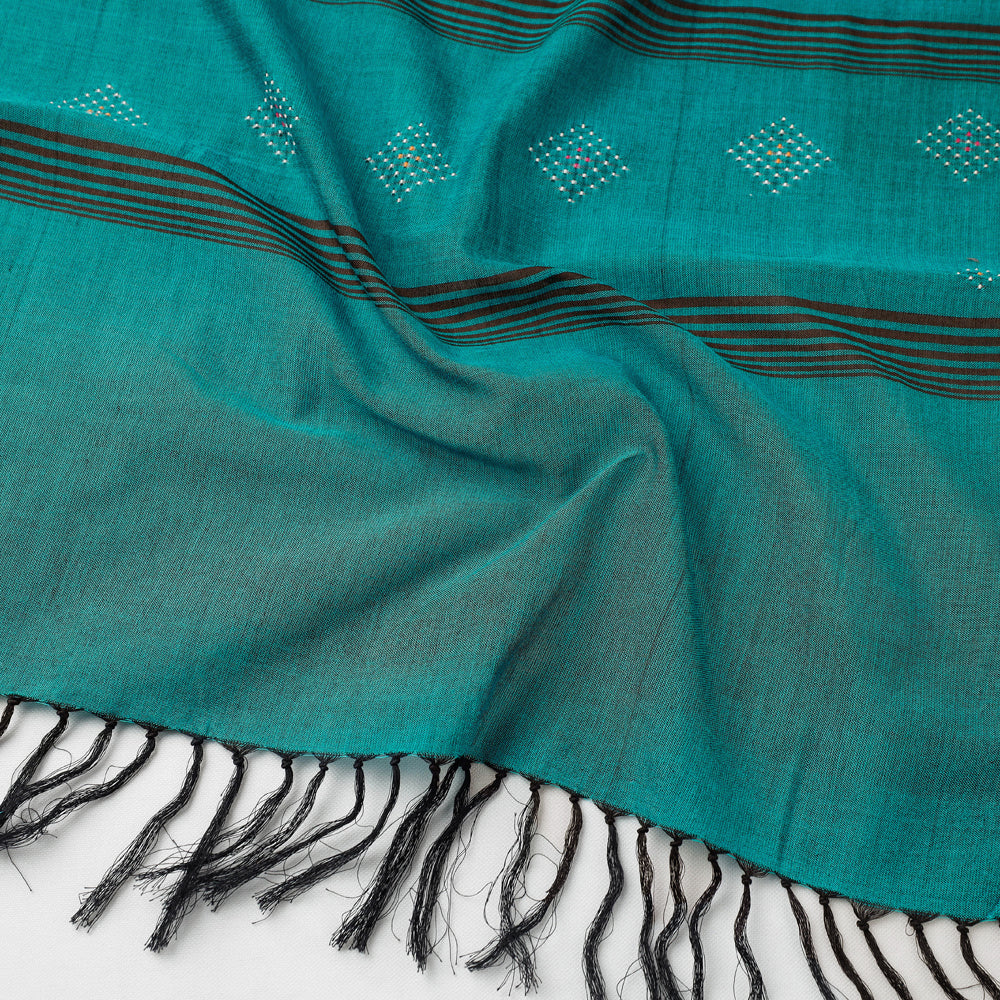 Tangaliya Work Handwoven Cotton Stole with Tassels