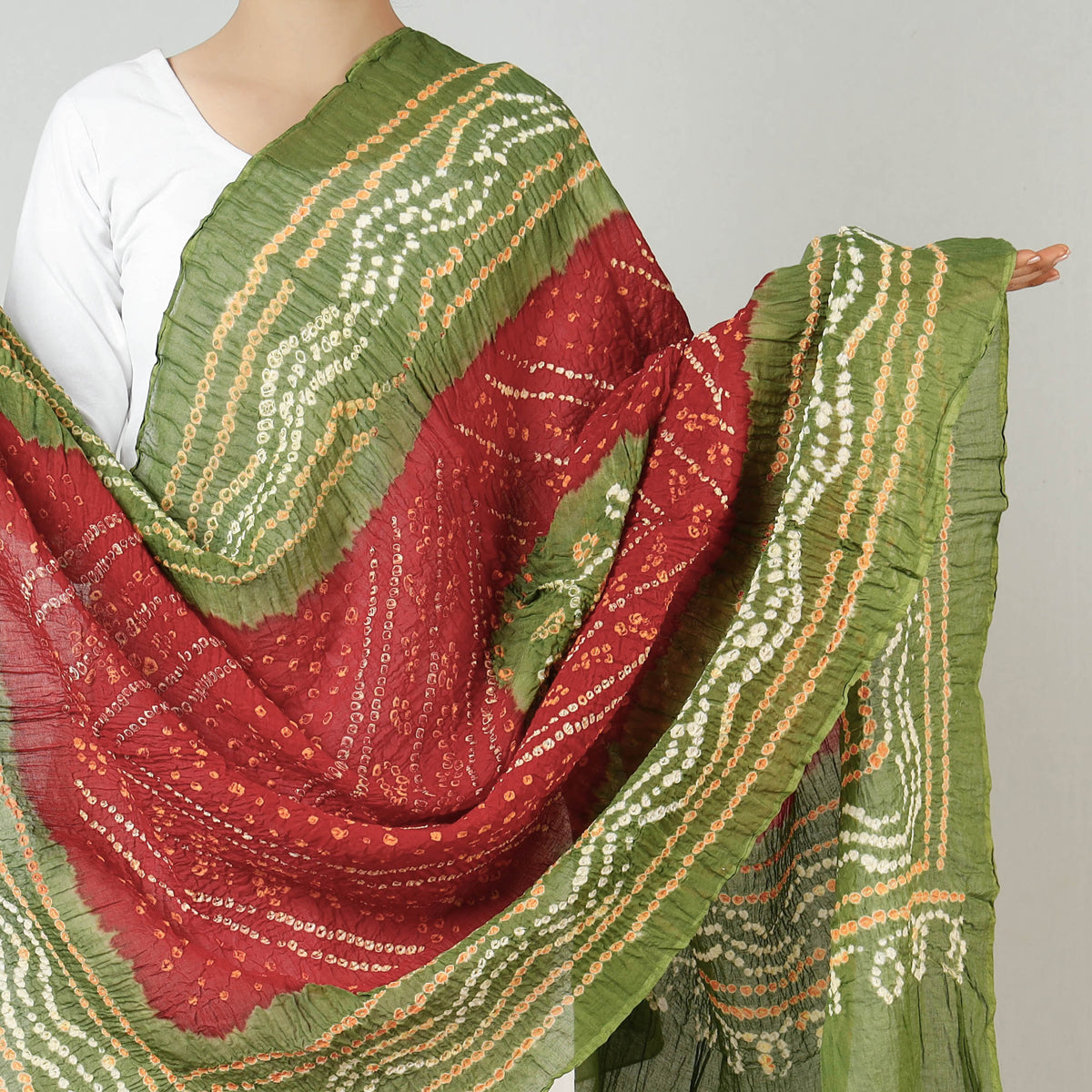 Traditional Kutchi Bandhani Tie-Dye Pure Cotton Dupatta
