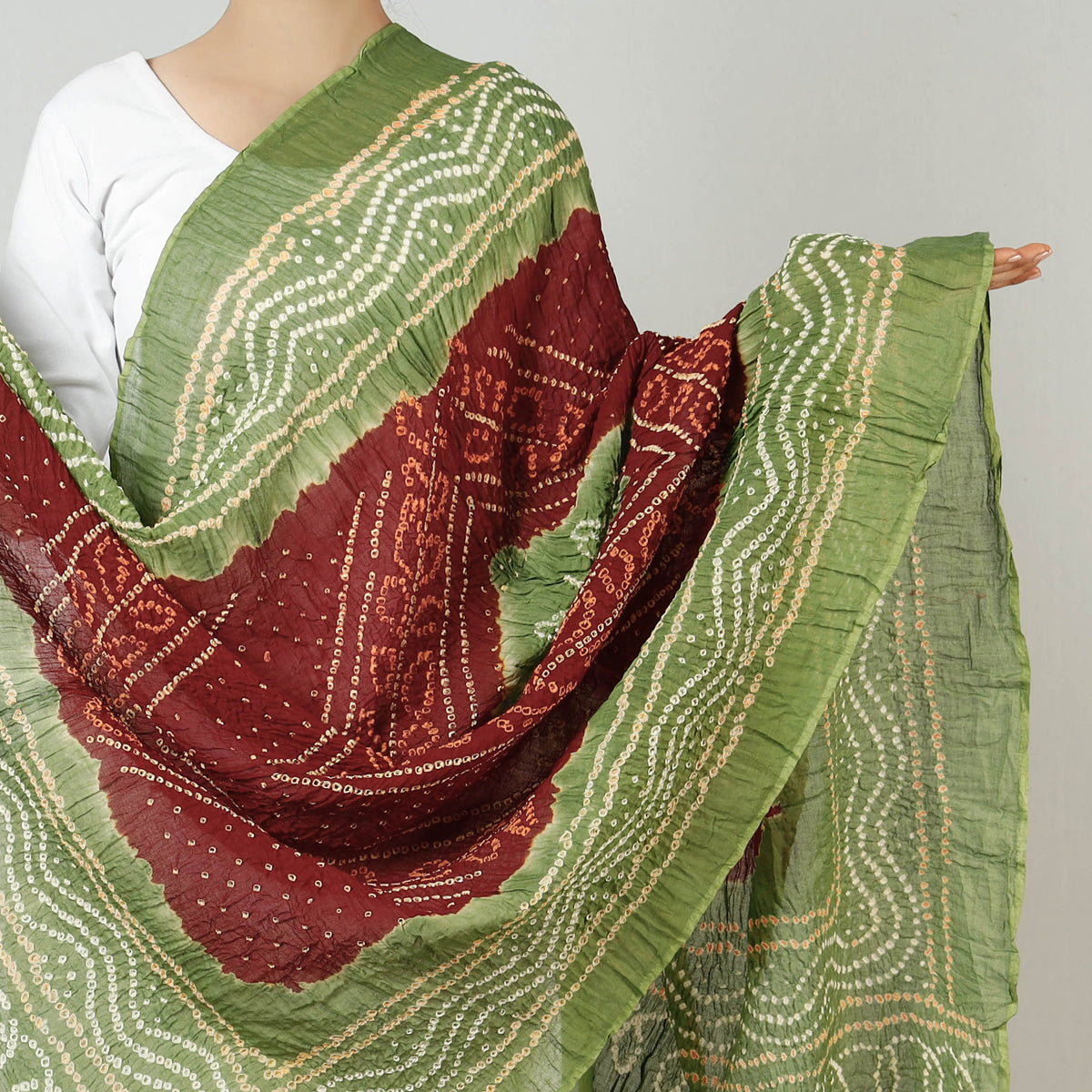 Traditional Kutchi Bandhani Tie-Dye Pure Cotton Dupatta