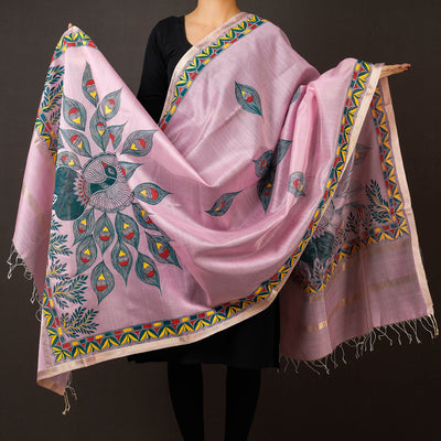 Manjusha Art Handpainted Maheshwari Silk Handloom Dupatta by Anjana Kumari