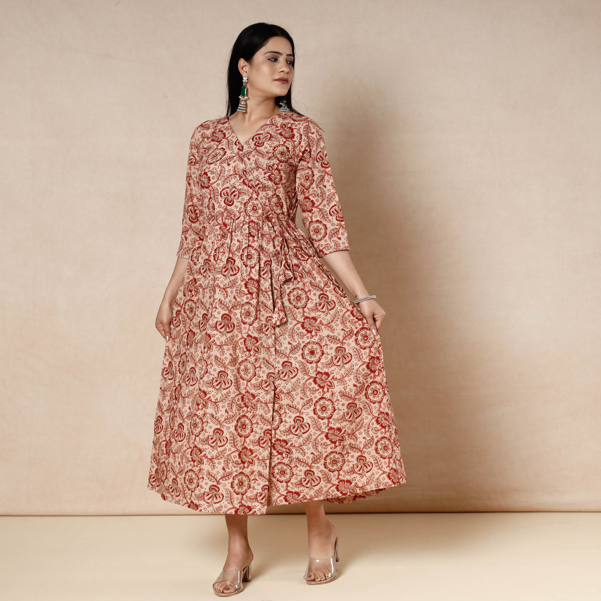 Kalamkari Block Printed Cotton Flared Dress