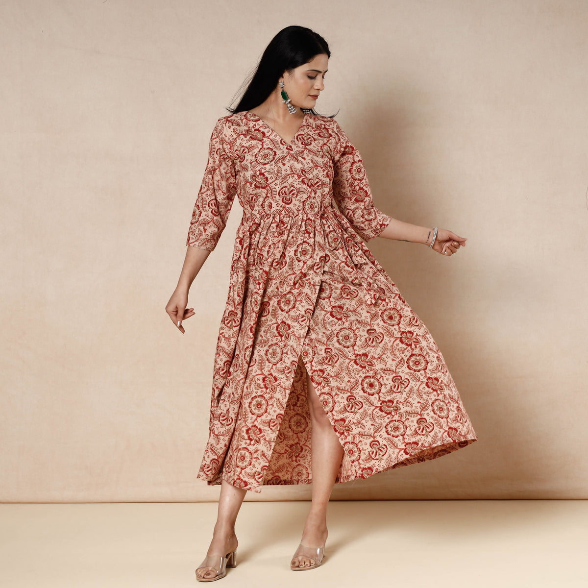 Kalamkari Block Printed Cotton Flared Dress