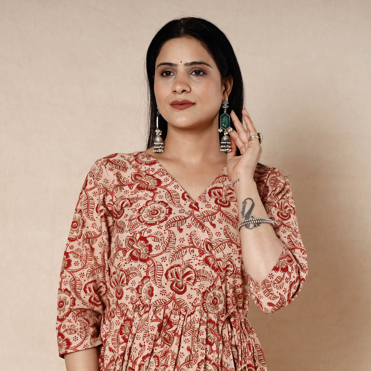Kalamkari Block Printed Cotton Flared Dress