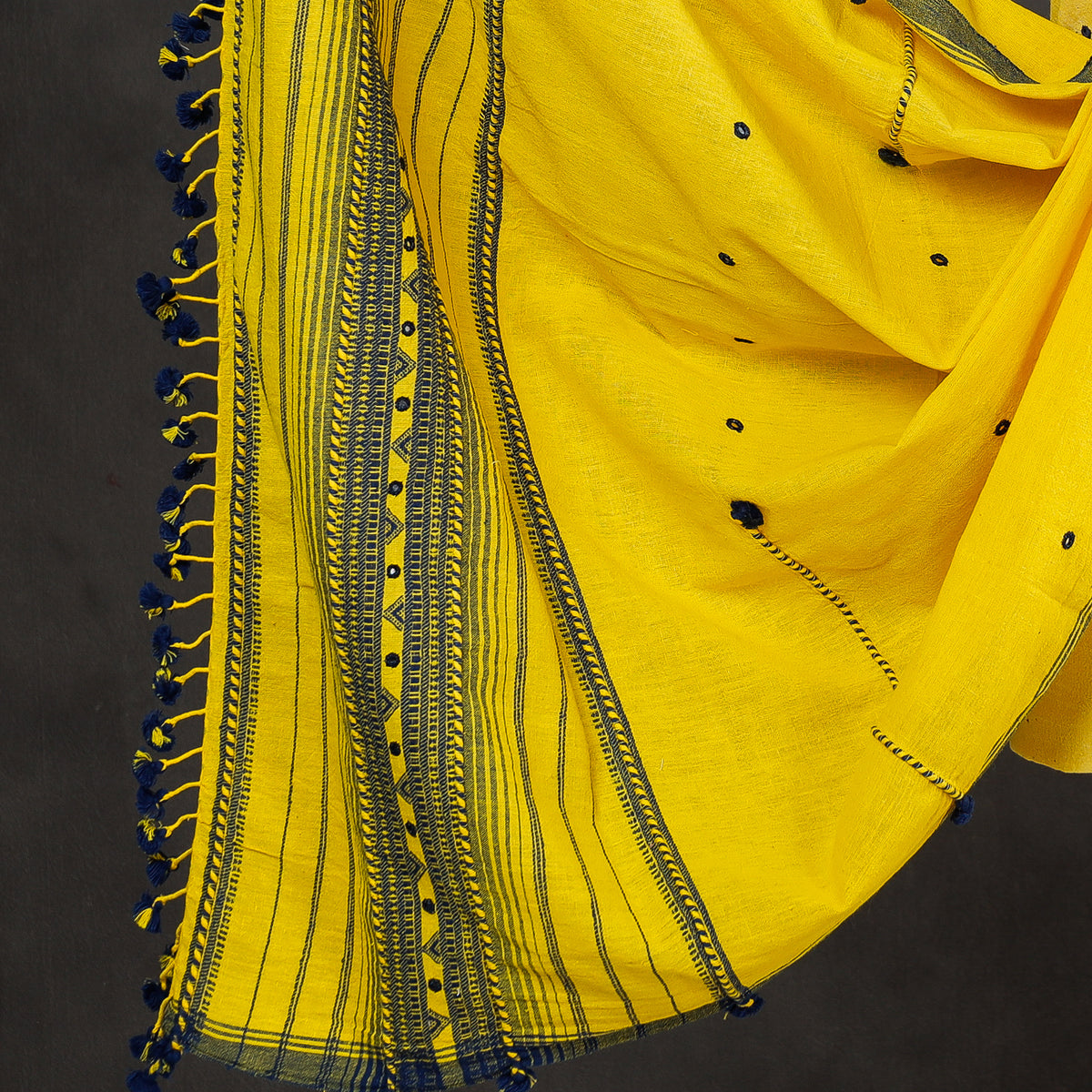 3pc Mirror Work Kutch Bhujodi Weaving Handwoven Kala Cotton Suit Material Set