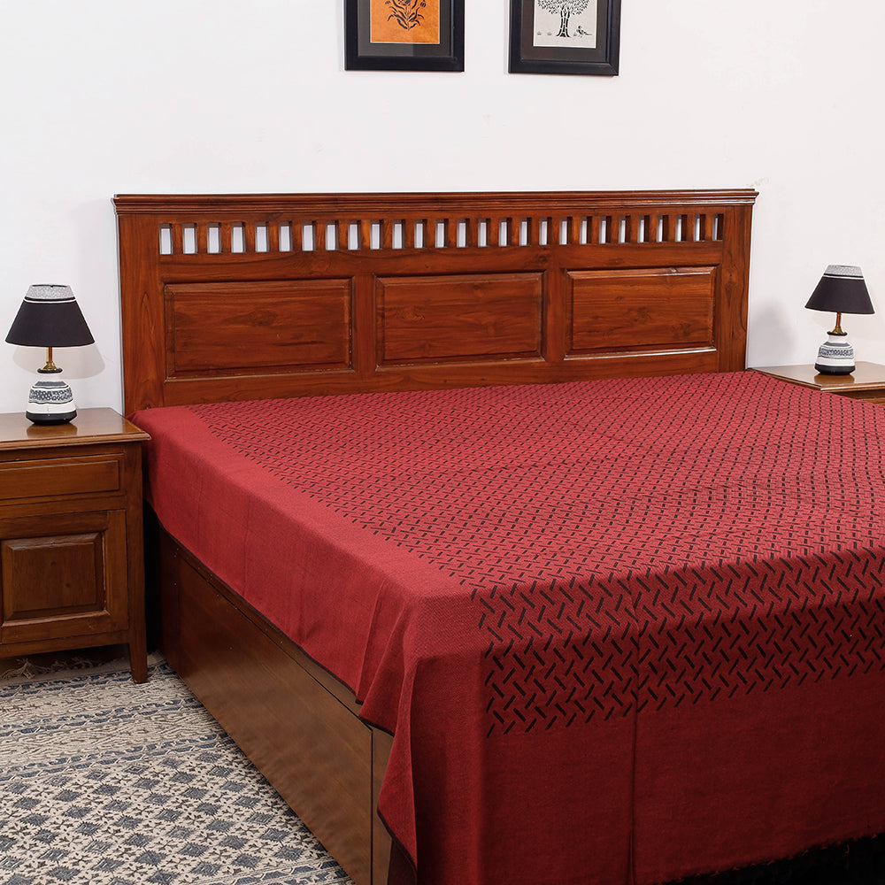 Pure Cotton Handloom Double Bedcover from Bijnor by Nizam (106 x 95 in)