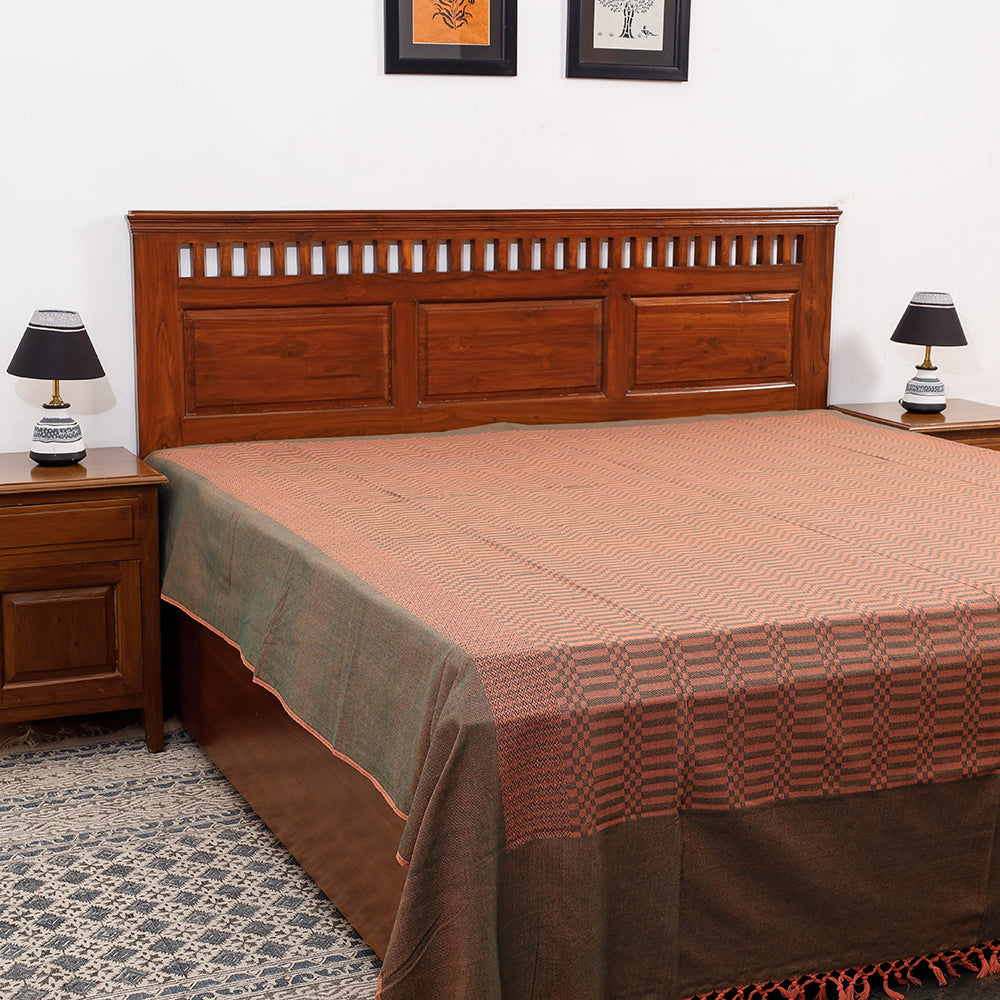 Pure Cotton Handloom Double Bedcover from Bijnor by Nizam (106 x 95 in)
