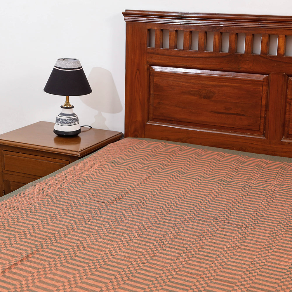 Pure Cotton Handloom Double Bedcover from Bijnor by Nizam (106 x 95 in)