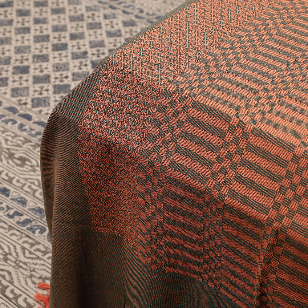 Pure Cotton Handloom Double Bedcover from Bijnor by Nizam (106 x 95 in)