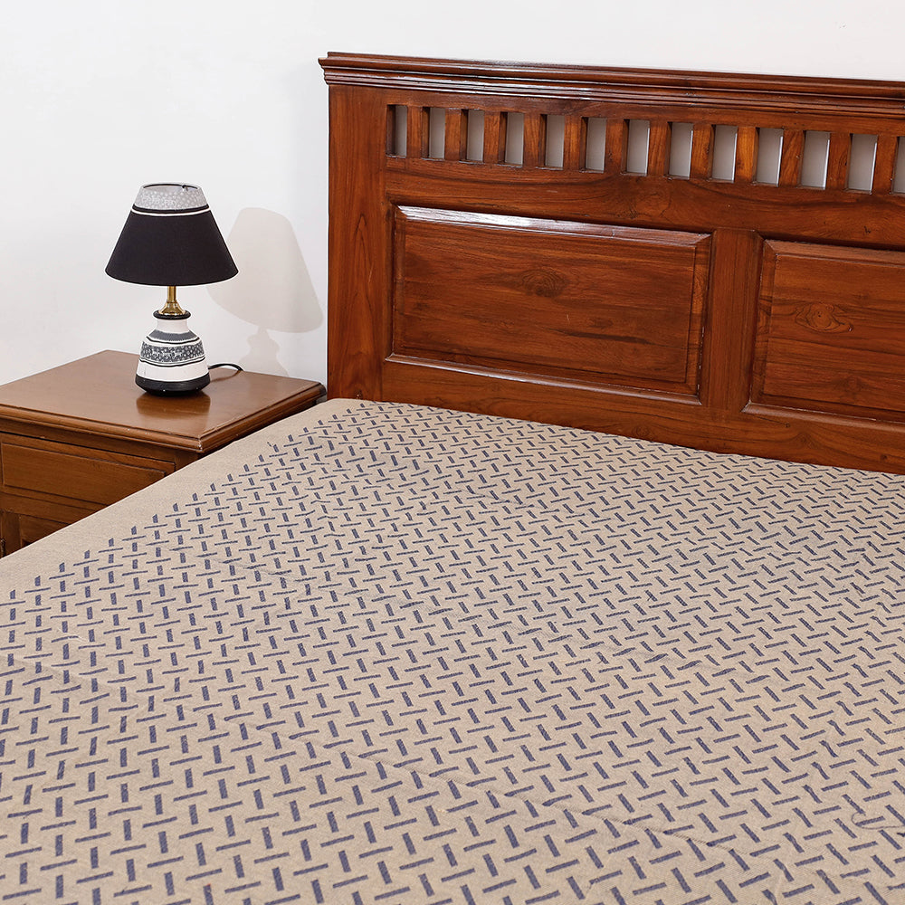 Pure Cotton Handloom Double Bedcover from Bijnor by Nizam (106 x 95 in)