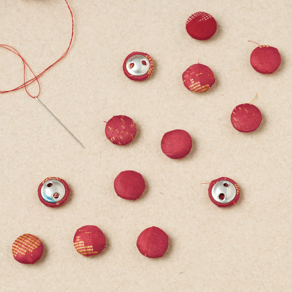 Buttonbaaz Handmade Fabric Button Small (Set Of 12)