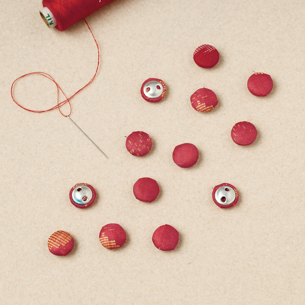 Buttonbaaz Handmade Fabric Button Small (Set Of 12)