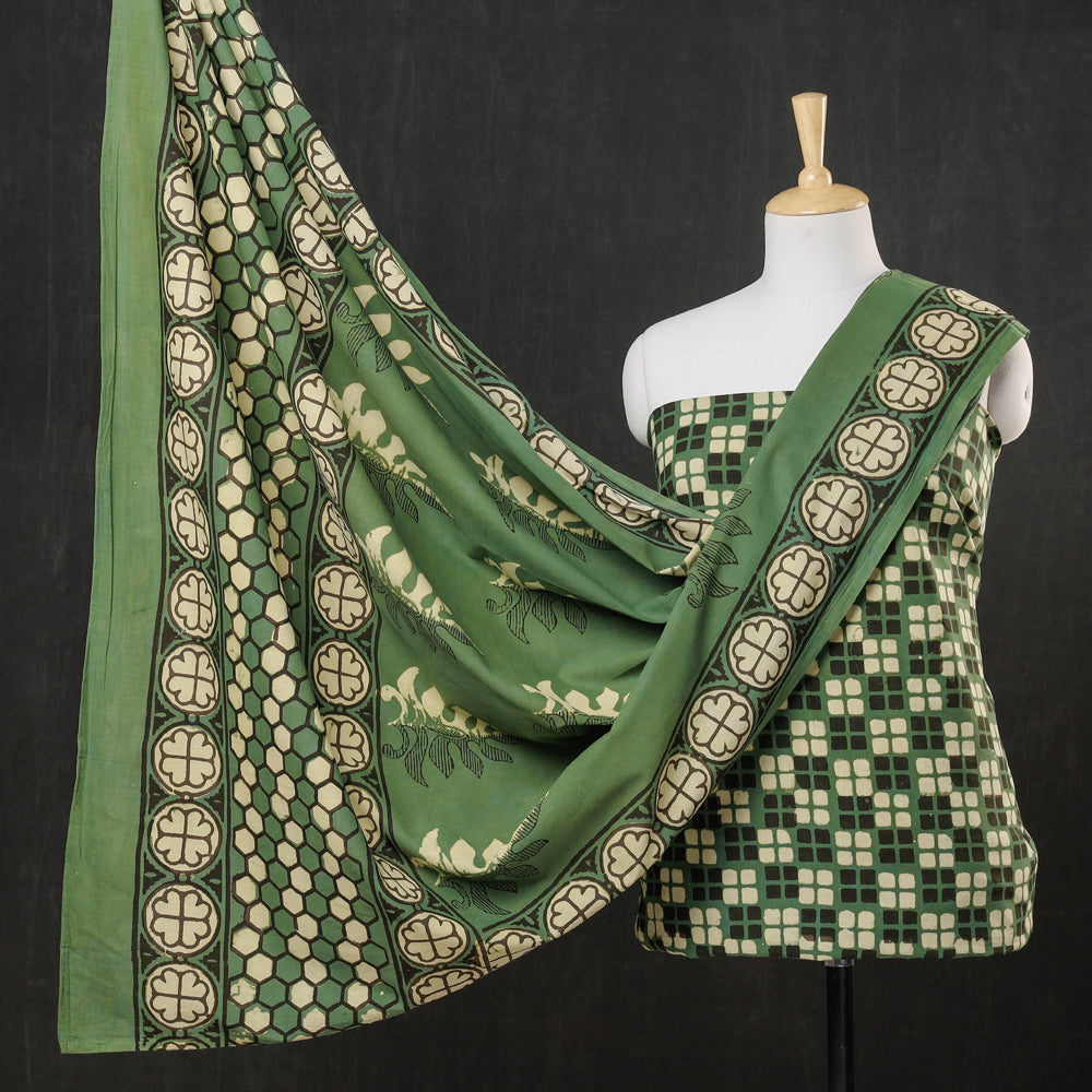 3pc Pipad Block Printing Cotton Suit Material Set