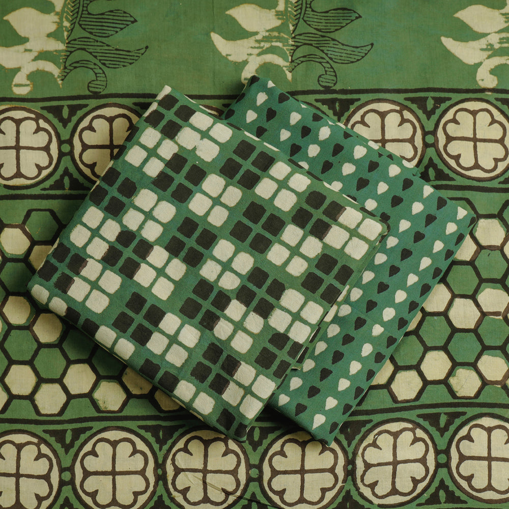3pc Pipad Block Printing Cotton Suit Material Set