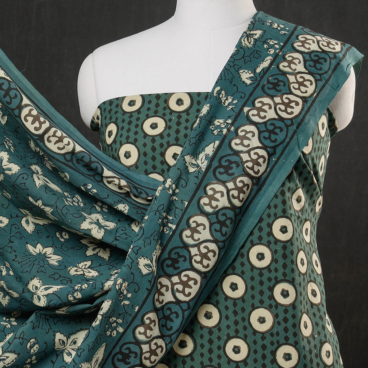 3pc Pipad Block Printing Cotton Suit Material Set