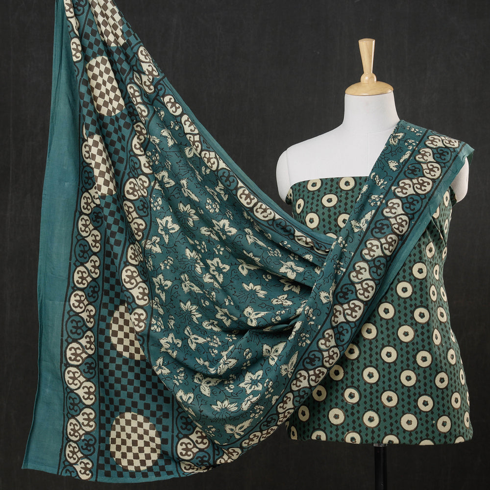 3pc Pipad Block Printing Cotton Suit Material Set