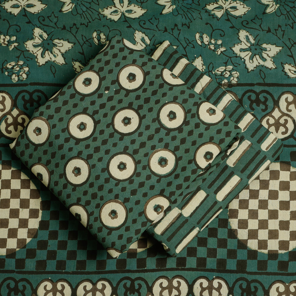 3pc Pipad Block Printing Cotton Suit Material Set