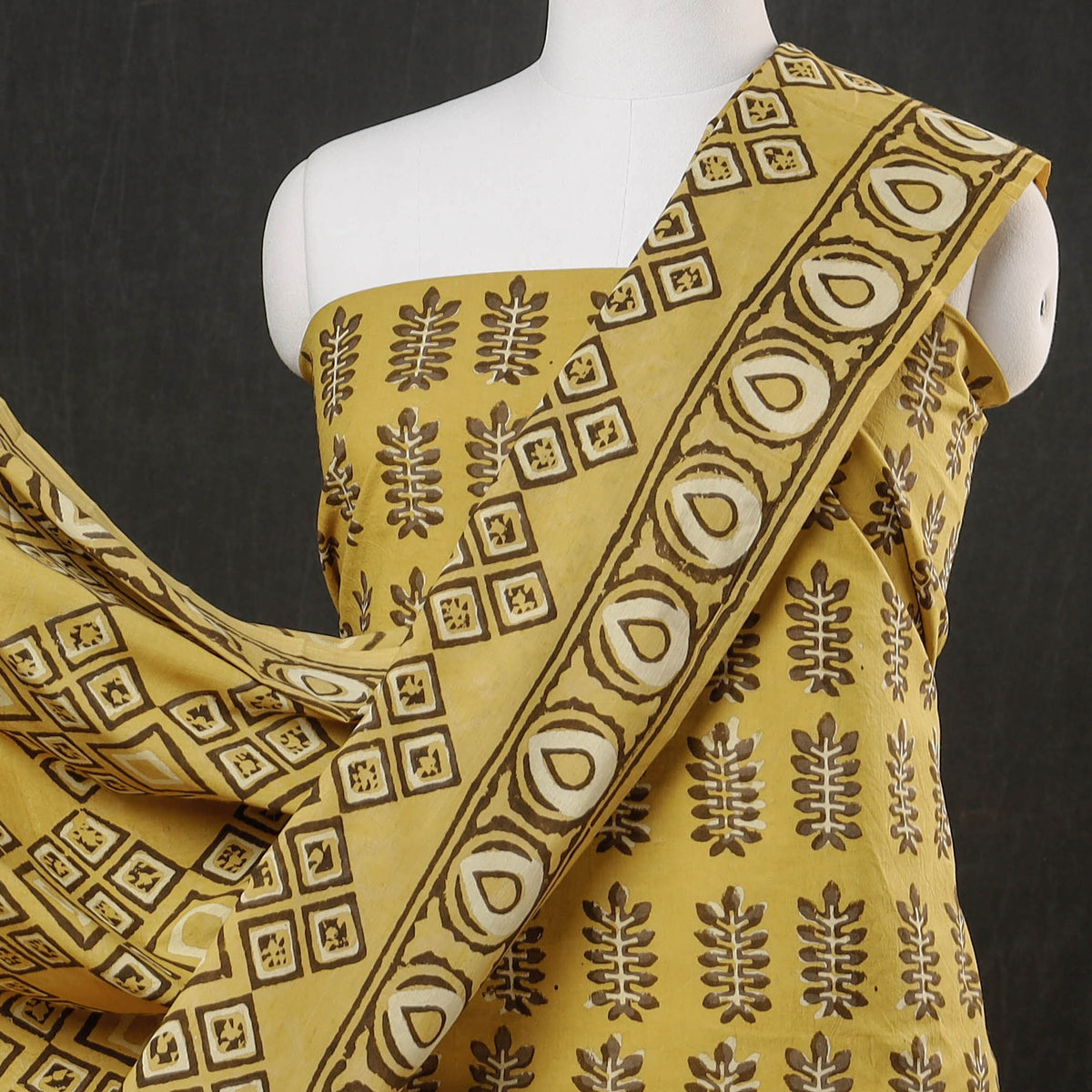 3pc Pipad Block Printing Cotton Suit Material Set