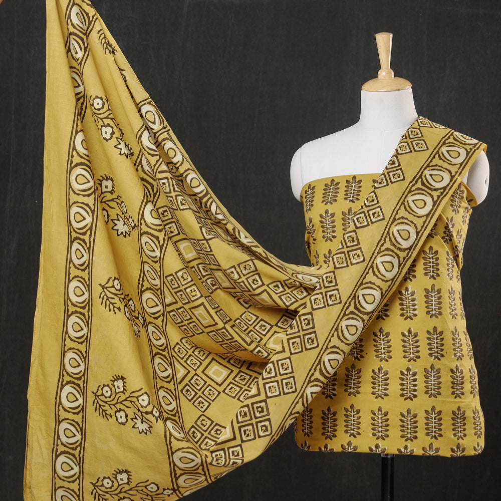 3pc Pipad Block Printing Cotton Suit Material Set