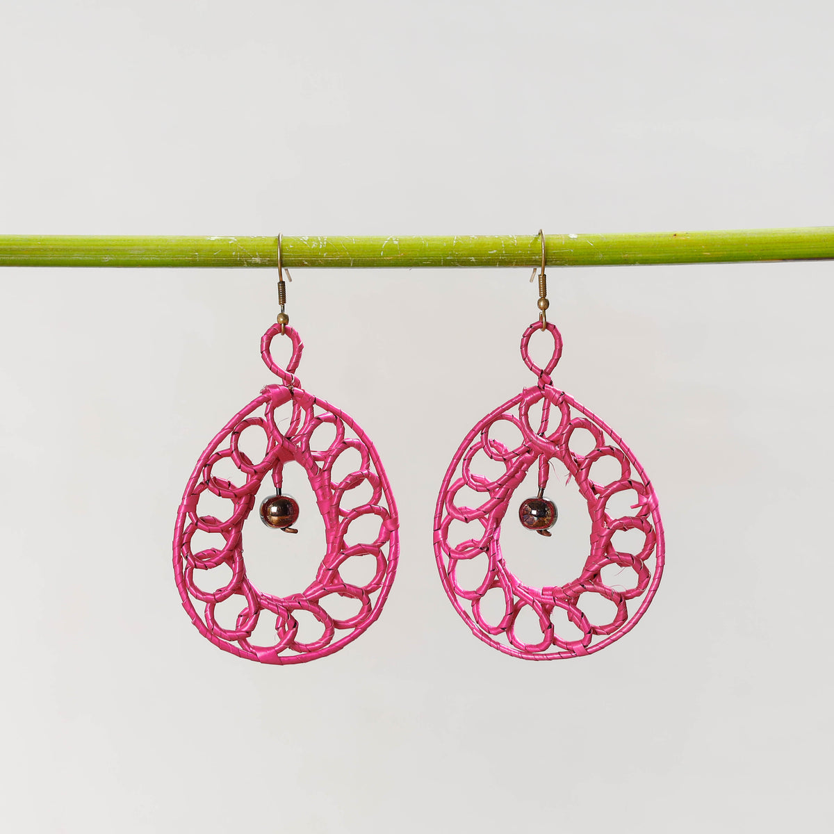 Hand Braided Natural Sikki Grass Earrings
