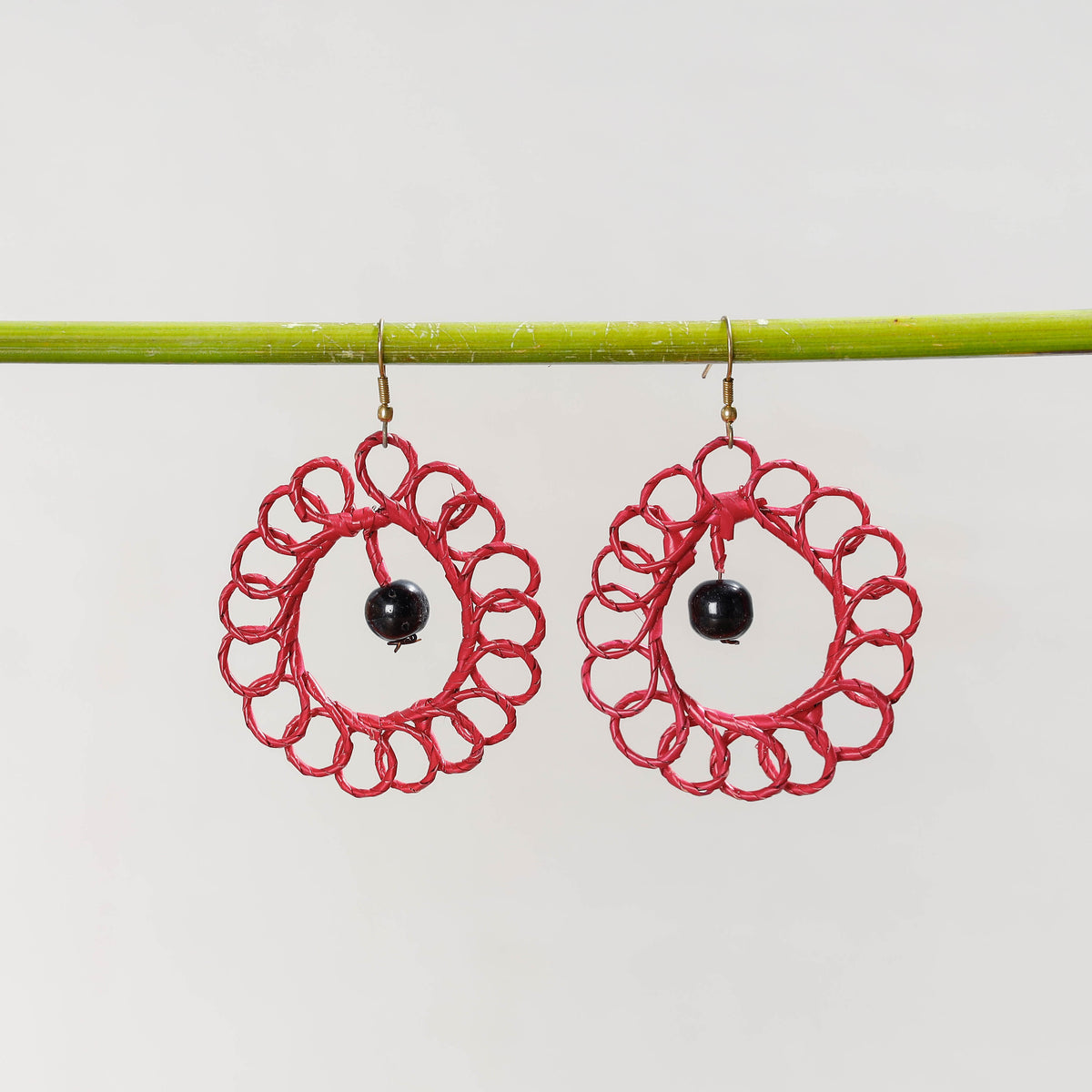 Hand Braided Natural Sikki Grass Earrings