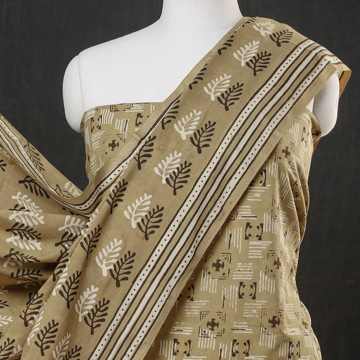 3pc Pipad Block Printing Cotton Suit Material Set