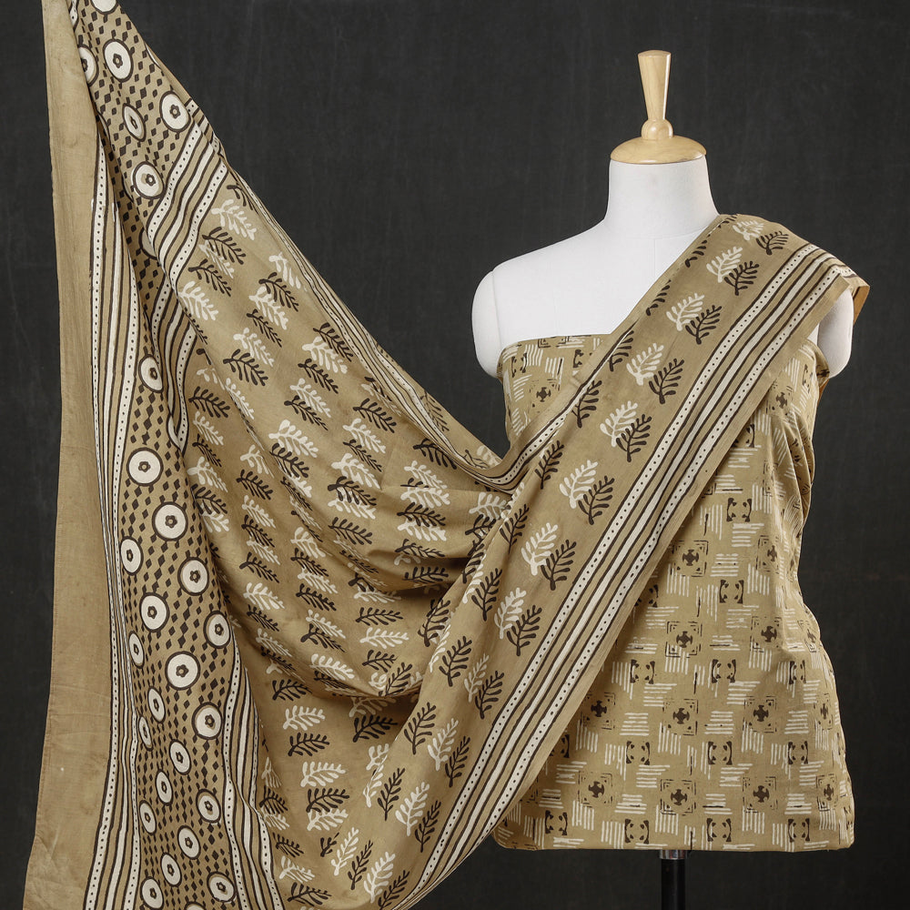 3pc Pipad Block Printing Cotton Suit Material Set