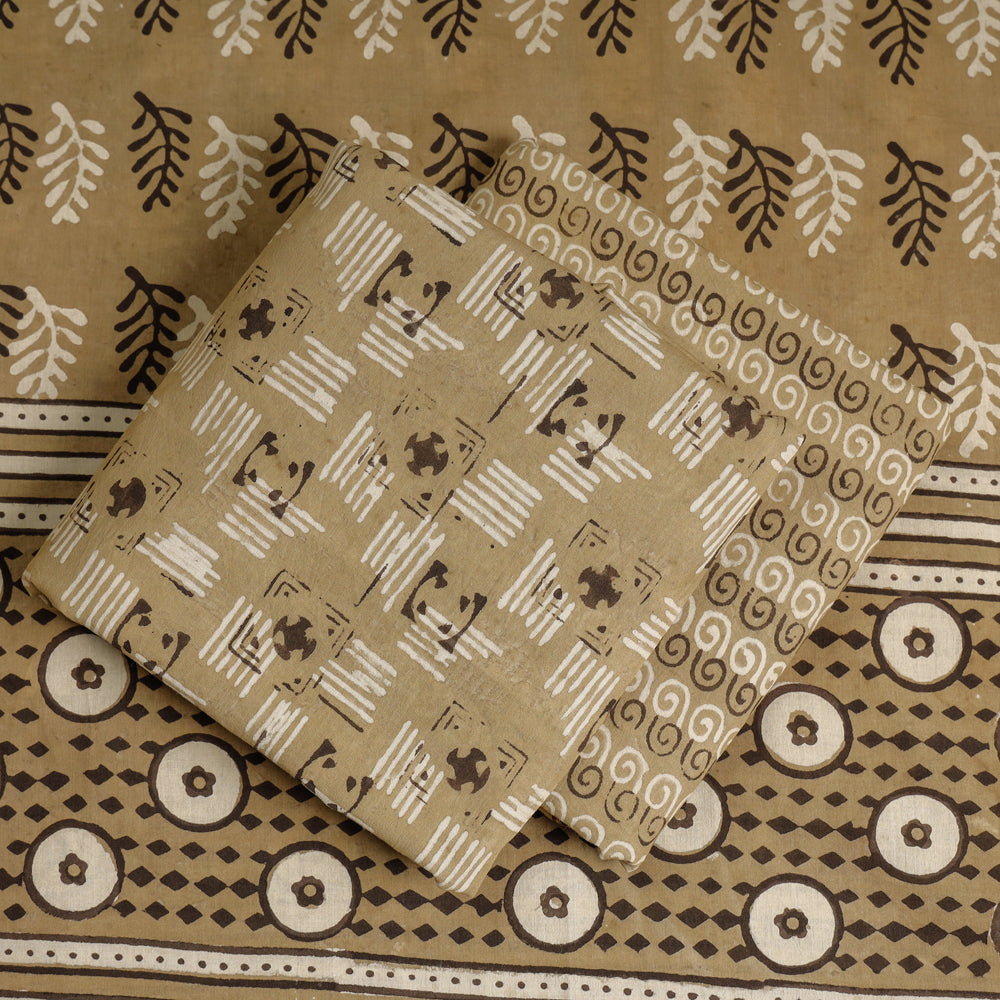 3pc Pipad Block Printing Cotton Suit Material Set