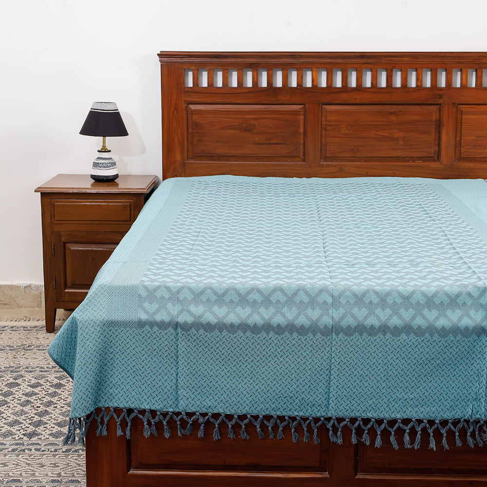 Pure Cotton Handloom Single Bedcover from Bijnor by Nizam (91 x 61 in)