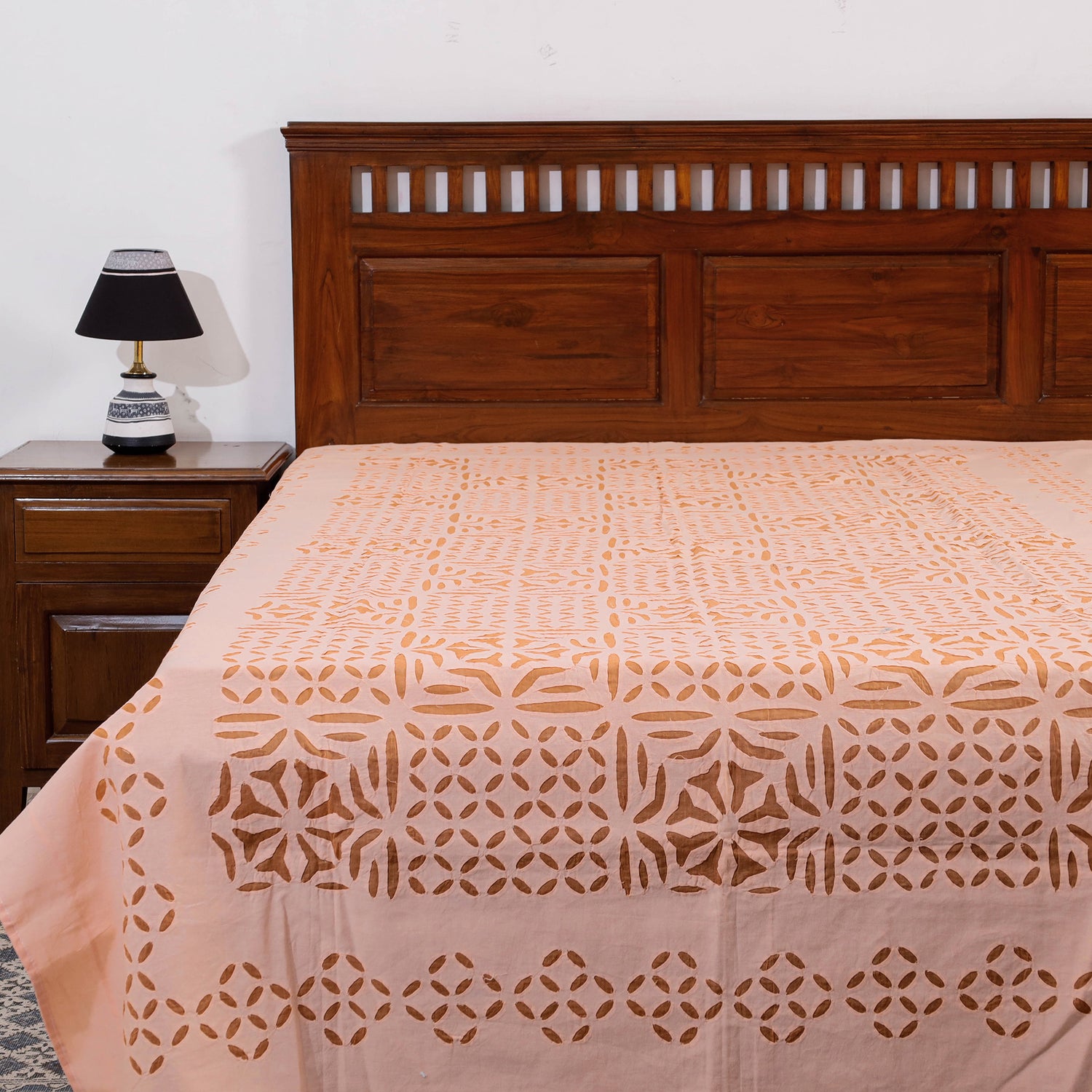 Barmer Applique Cutwork Cotton Single Bedcover (93 x 60 in)