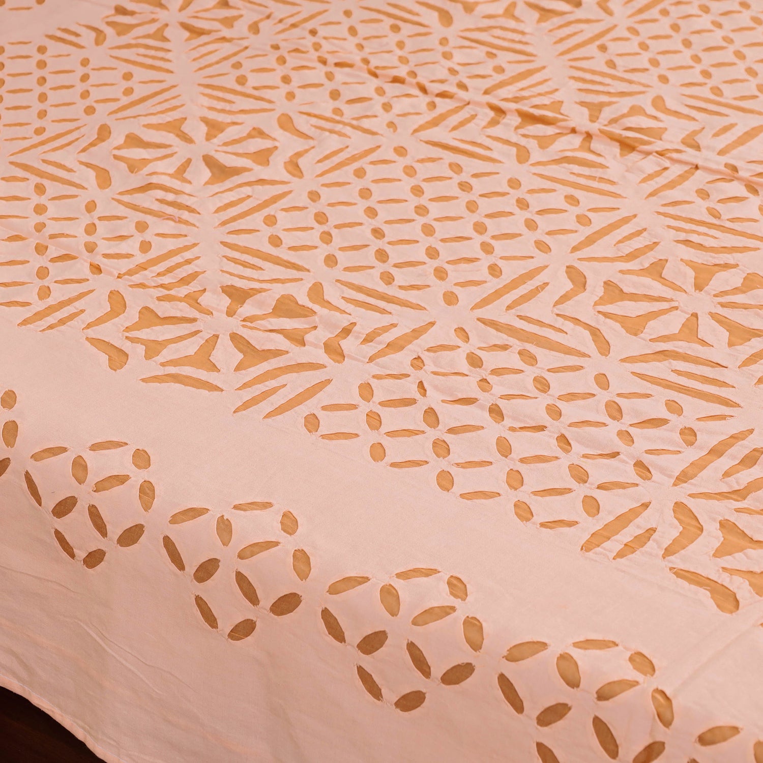 Barmer Applique Cutwork Cotton Single Bedcover (93 x 60 in)
