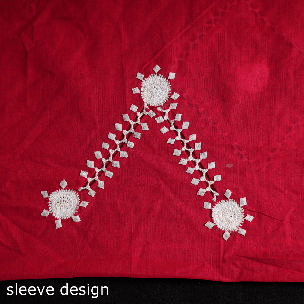 3pc Applique & Crochet Work Cotton Suit Material Set