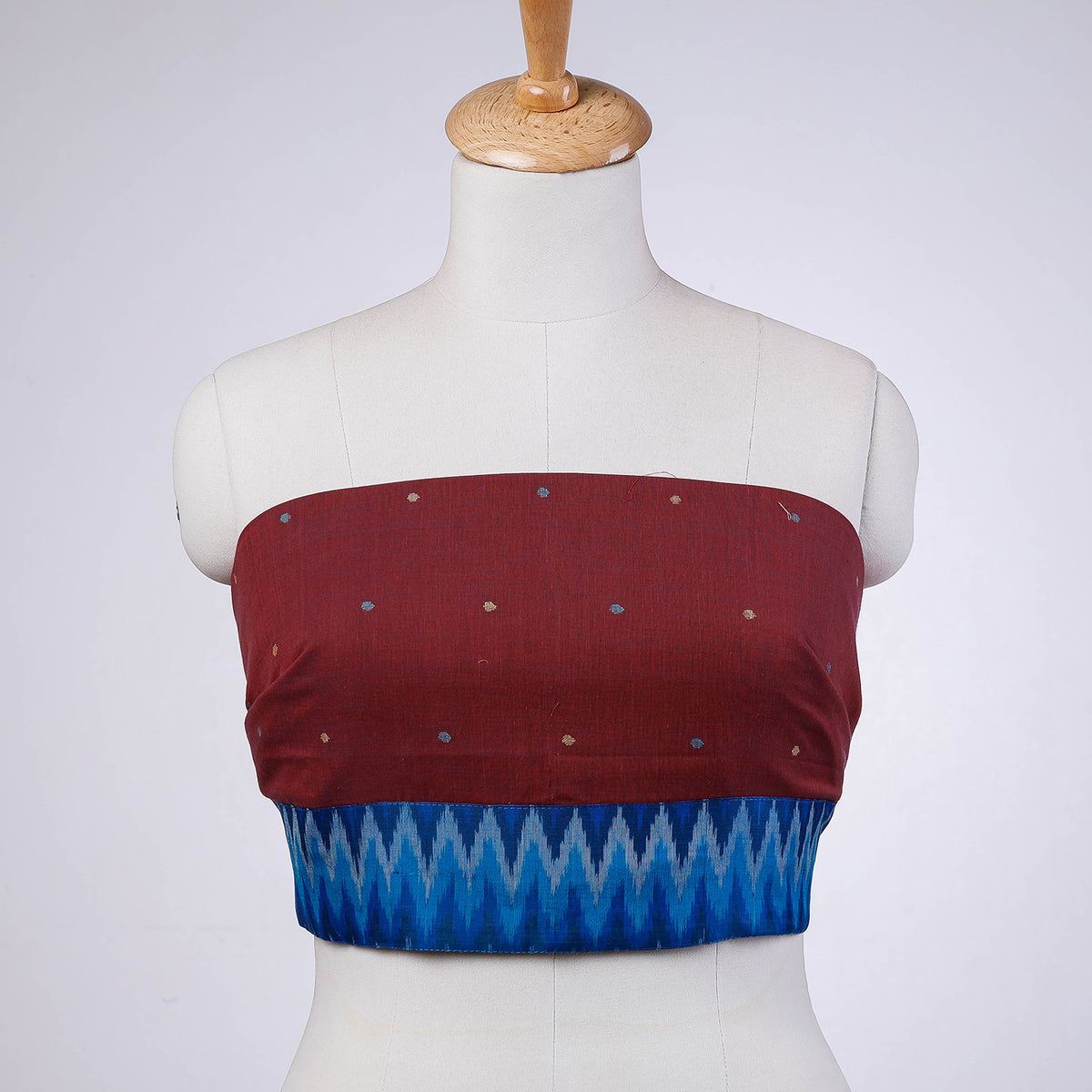 Rangoli Bengal Jamdani Buti Blouse Piece with Ikat Border