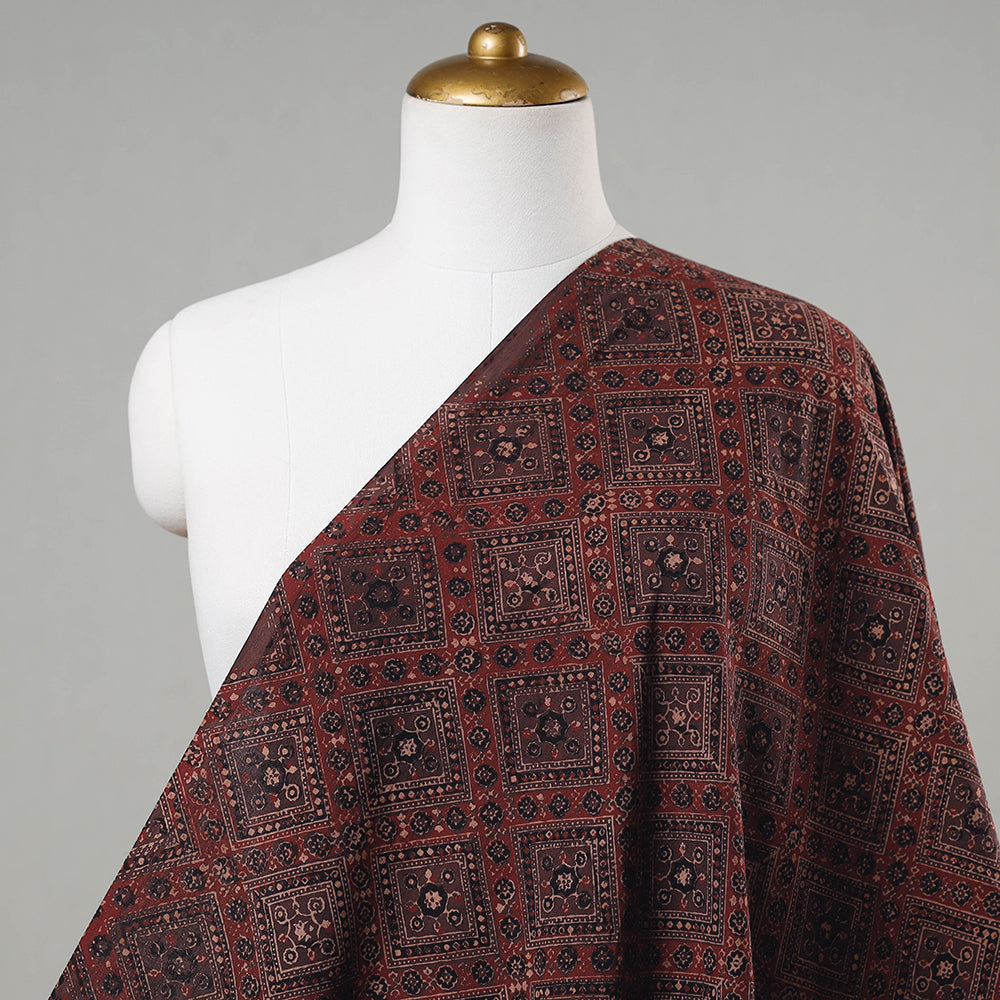 Ajrakh Block Printing Natural Dyed Cotton Fabric