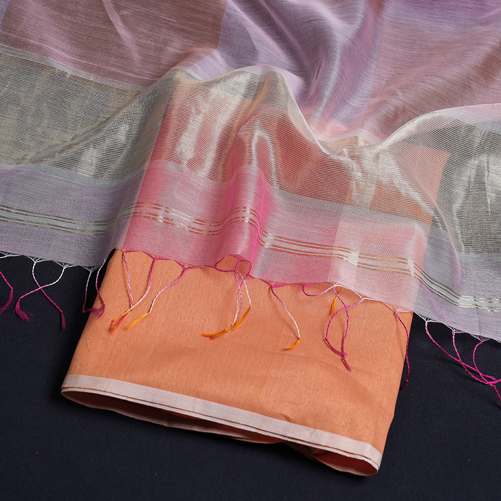 2pc Maheshwari Silk Handloom Suit Material with Maheshwari Silk Handloom Zari Work Dupatta